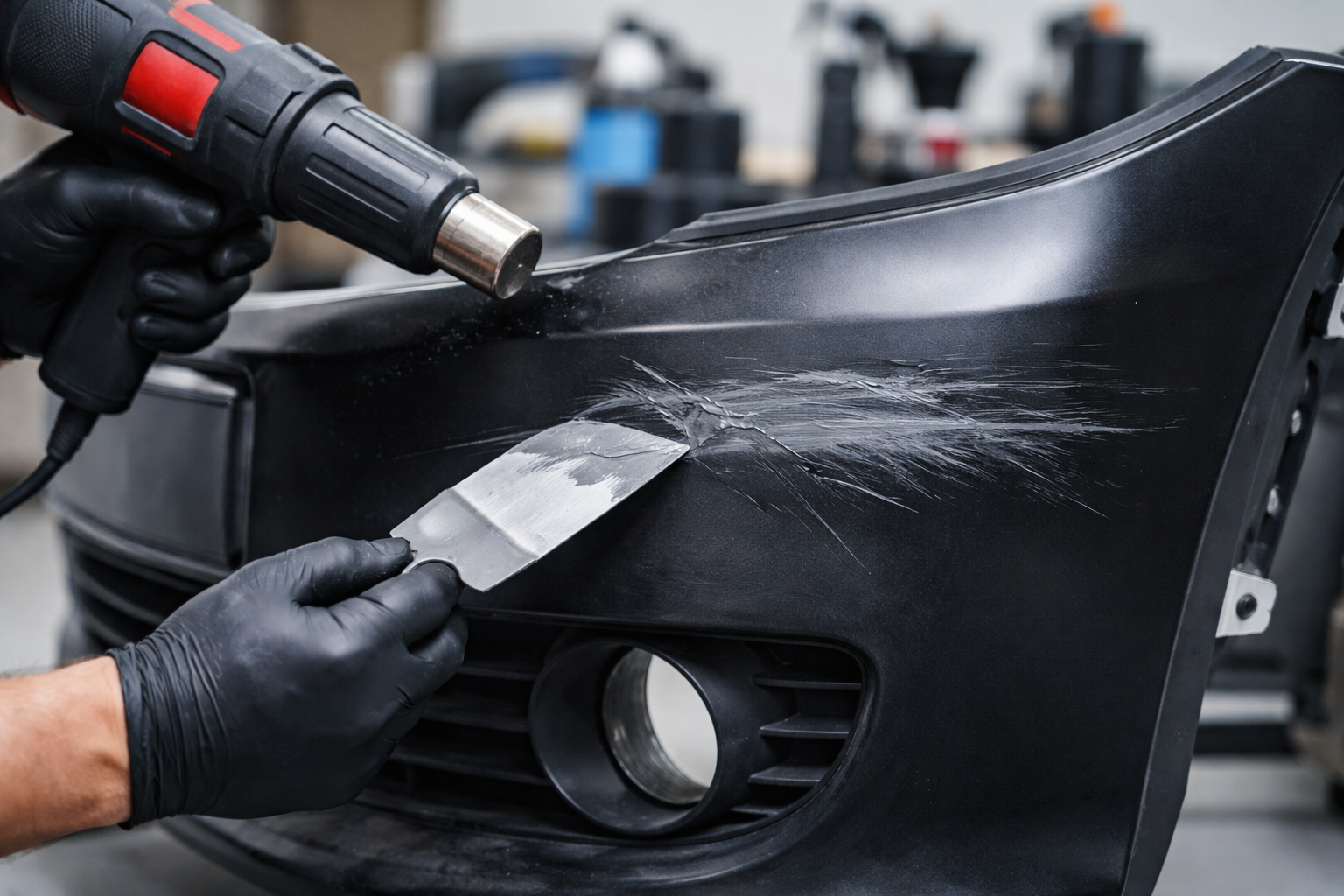 Clean'Ride - Rénovation esthétique & nettoyage automobile Rénovation et réparation de plastique abîmé frotté rayé sur pare-chocs auto - Clean'Ride Hérault